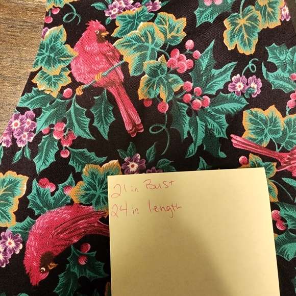 Vintage Floral holiday Red cardinal Bird Sleeveless Vest Top - Picture 6 of 6